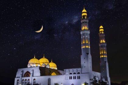 white and gold dome building under starry night