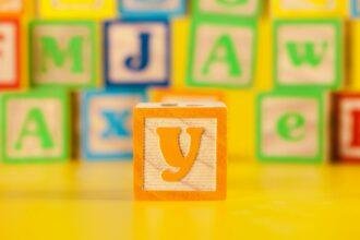 Photograph of colorful Wooden Block Letter Y