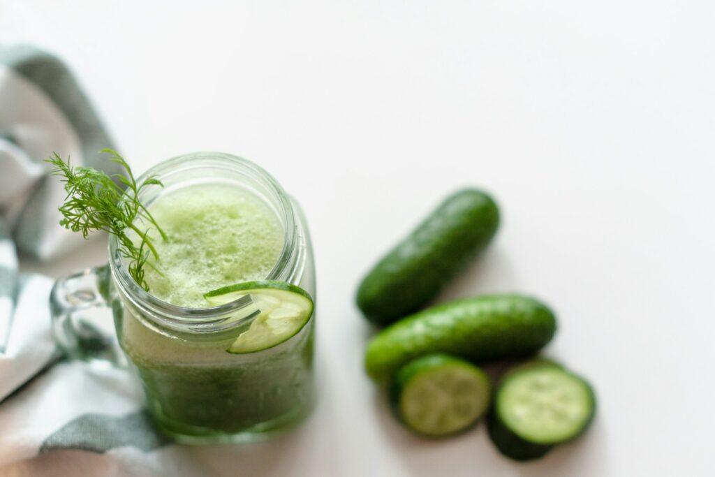 Making a fresh juice or smoothie of cucumber, detox smoothie, detox juice